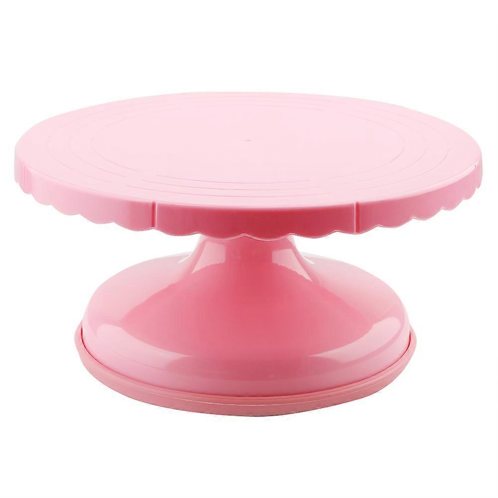 Round Cake Turntable Rotating Decoration Plate Stand Platform Baking Tool Pink