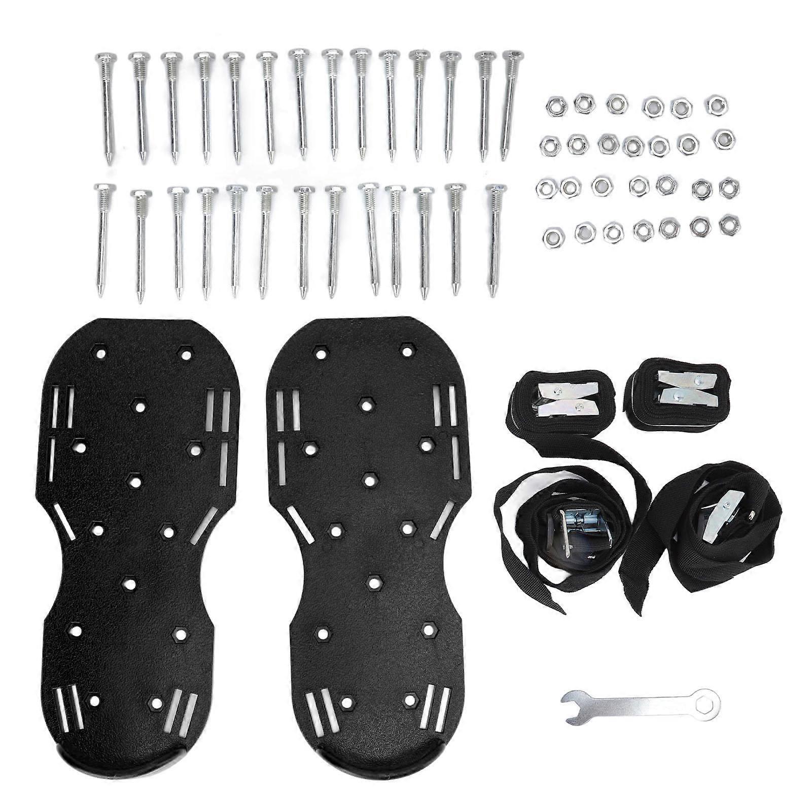 Lawn Spike Shoes Triangle Buckle Straps Lawn Aerator Spike Shoes Scarifiers Shoes for Garden Black NO.2013