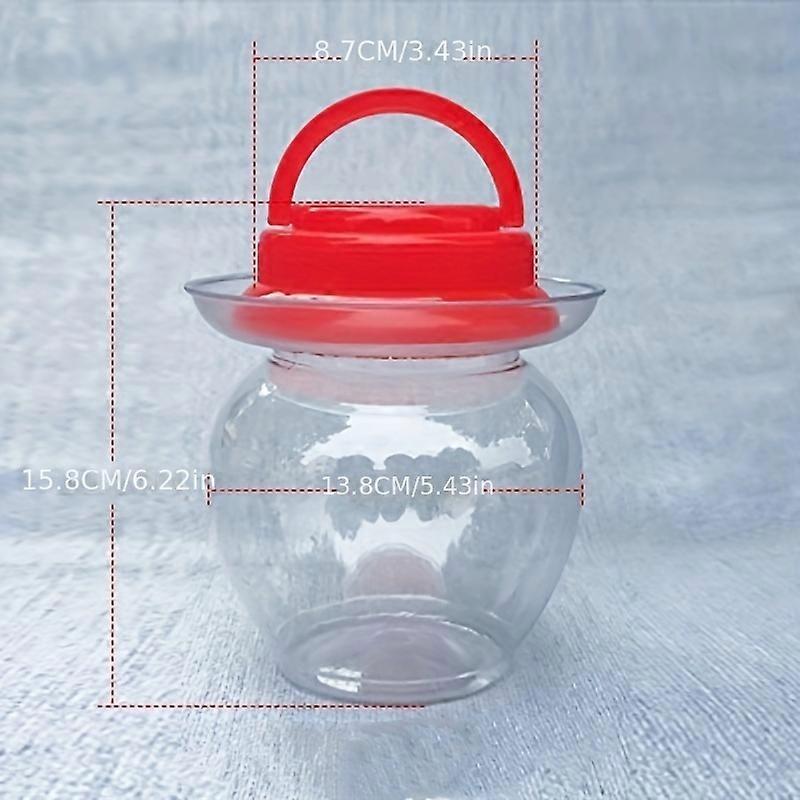 Multipurpose Round Plastic Food Jar with Flip Top Lid - Reusable, Hand Washable PET Food Storage Canister for Pickling, Sauces, and Fermented Foods -