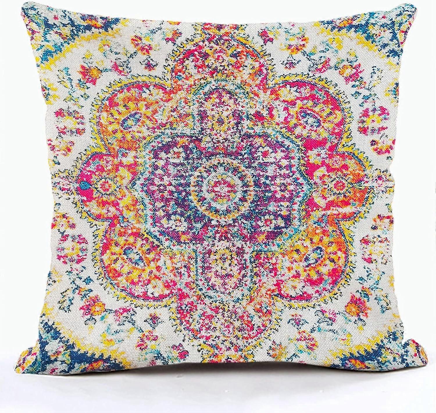 أغطية وسادة بوهو 20x20 بوصة هندسي نمط السجاد القبلي رمي الوسائد يغطي أصفر أزرق متعثر عتيق في الهواء الطلق وسادة زخرفية يغطي بو