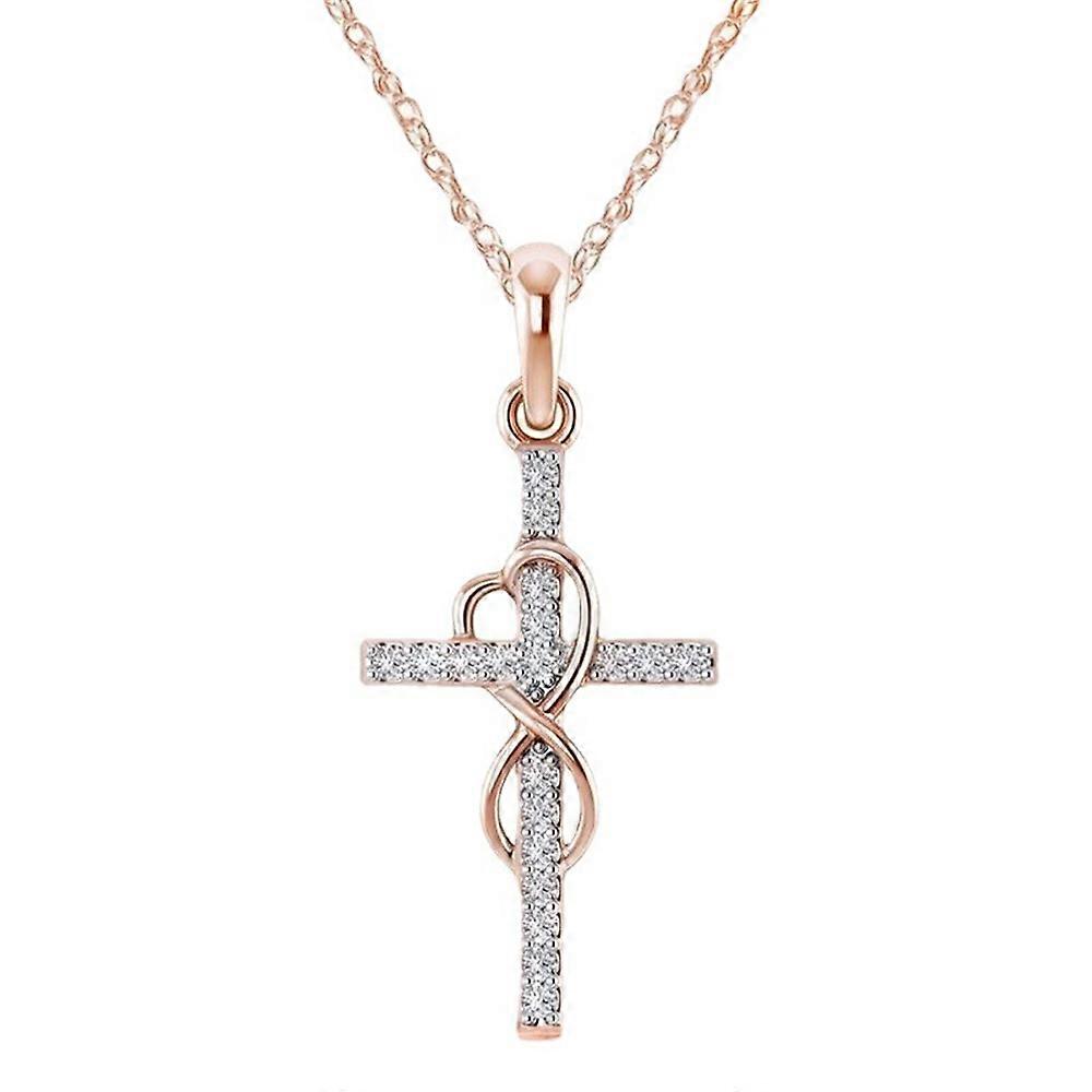 Hgaysz אהבה אינסופית נצחית זירקון קריסטל צלב שרשרת תליון לנשים אופנה כנסיית תפילה תכשיטים יום נישואין רומנטי