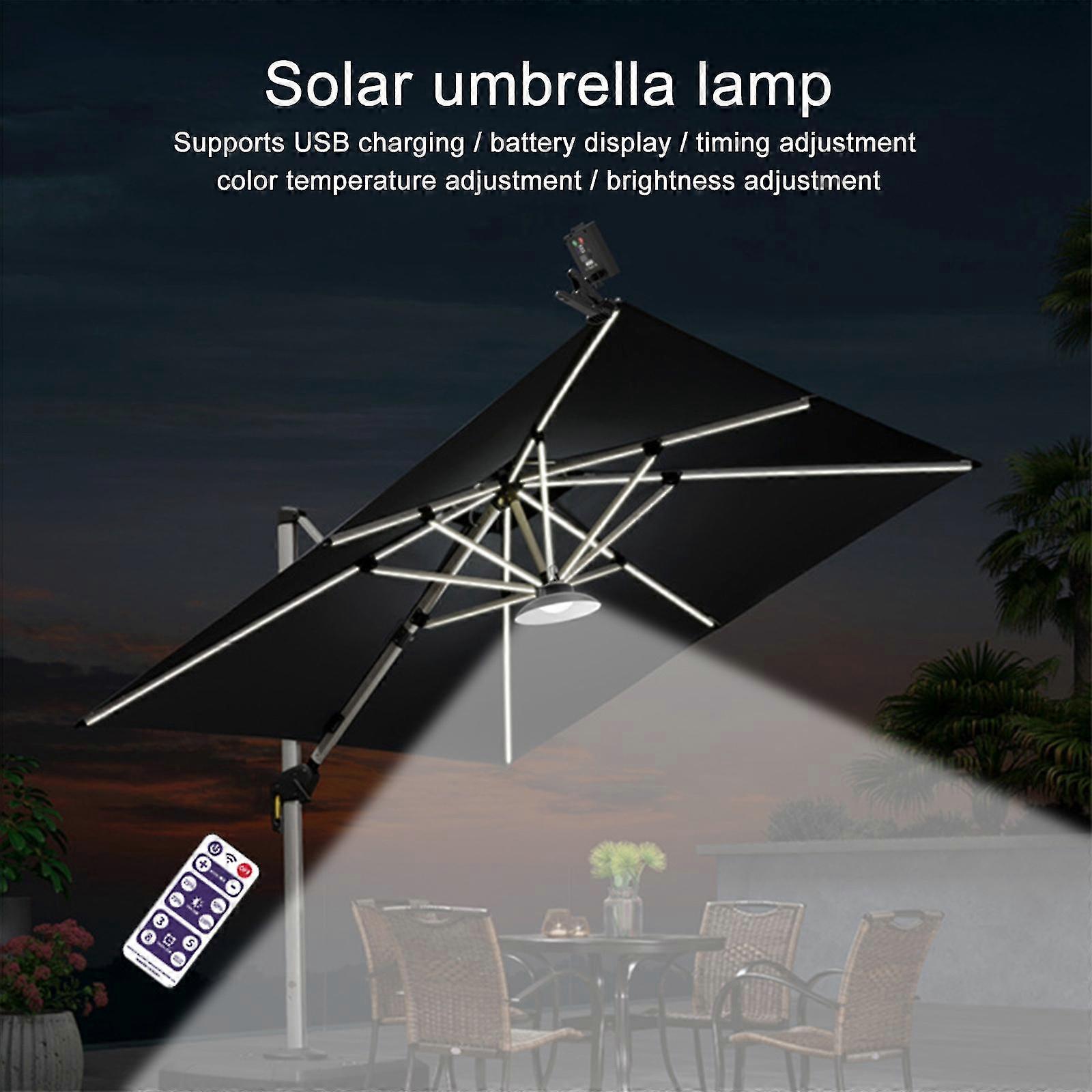 battery powered patio umbrella lights 9/10/11/12ft Solar LED Square Cantilever brightness with included remote control Specifications AMIR Patio Umbrella LED String