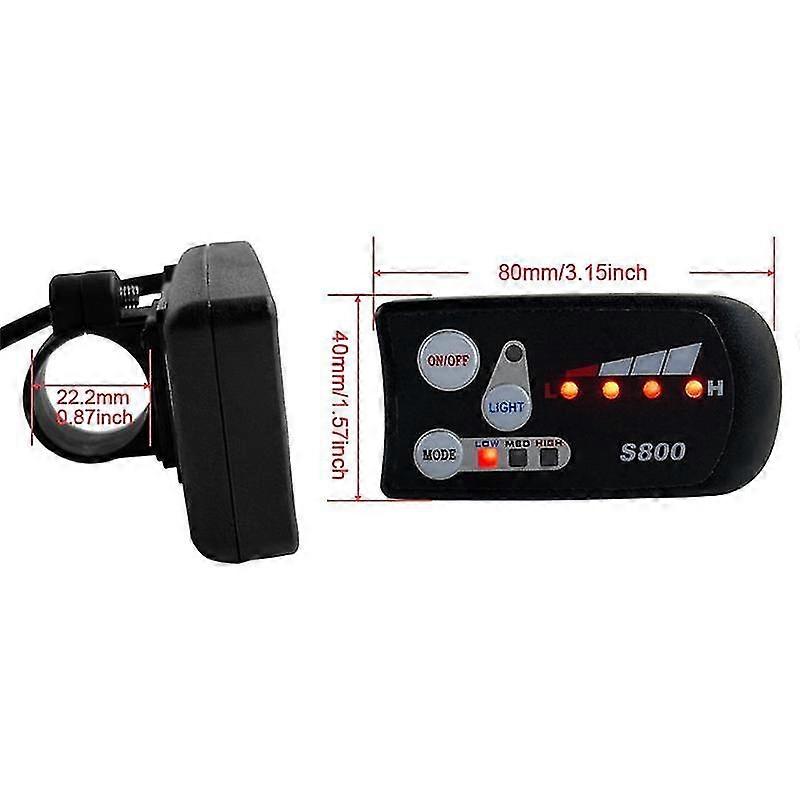 For Electric Bicycle 36V/48V S800 LED LCD Meter Control Panel Display - For Ebike Controller 5 Pin Waterproof, E-Bike LCD Control Panel