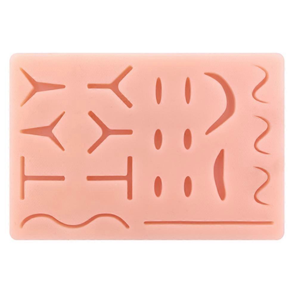 Suture Practice Pad Reusable Silicone Training Skin Model with 19 Pre-Cut Wounds for Student Trainin