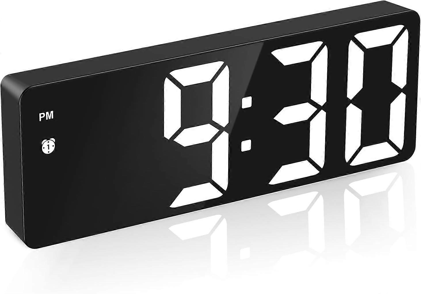 Digital Alarm Clock, Bedside Alarm Clock with Voice and Touch Activation, Battery/USB Powered Digital Clock with Large LED Display, Snooze Function
