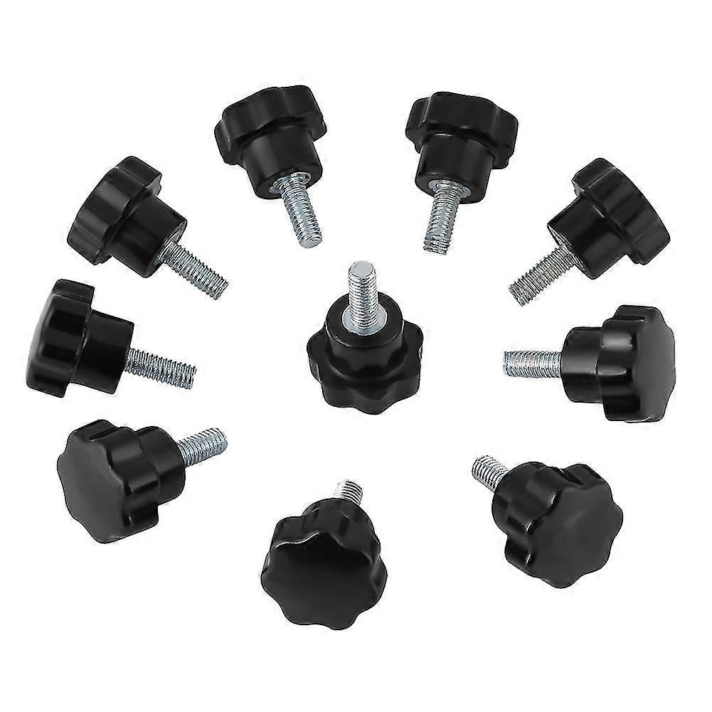 Black Plastic Star Knob Handle Bolt Set M5*16 - 10pcs Machine Tool Accessories
