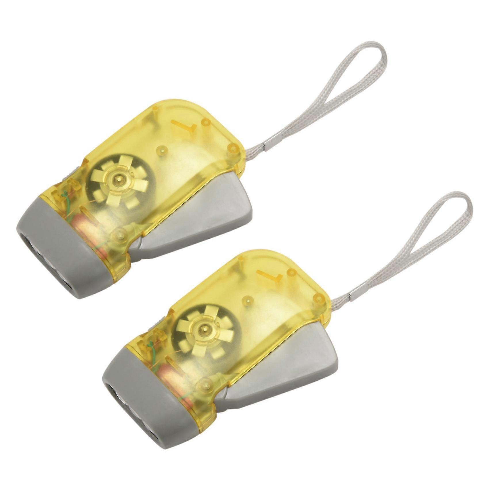 2x 3 Led Dynamo Wind Up Flashlight Hand-pressing Crank No Battery Torch