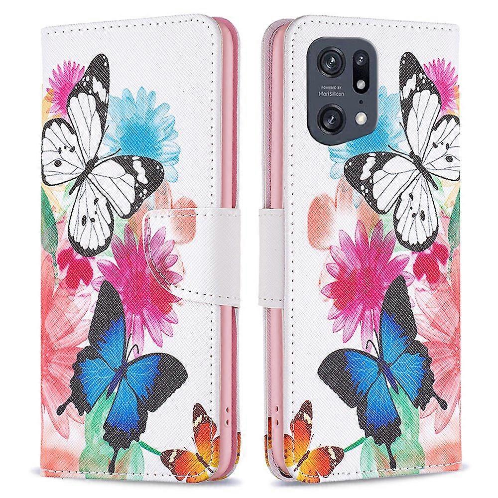 BF Pattern Printing Leder Series-1 für Oppo Find X5 Pro Stand Phone Shell PU Leder + TPU Wallet Full Protection Case