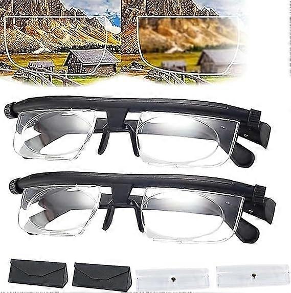 Adjustable Focus Reading Glasses - PC Frame, 2 Pack, Adjustable Dial Vision