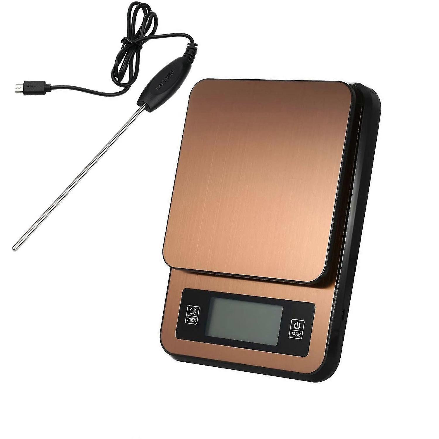 digital coffee scale with timer temperature probe needle lcd display