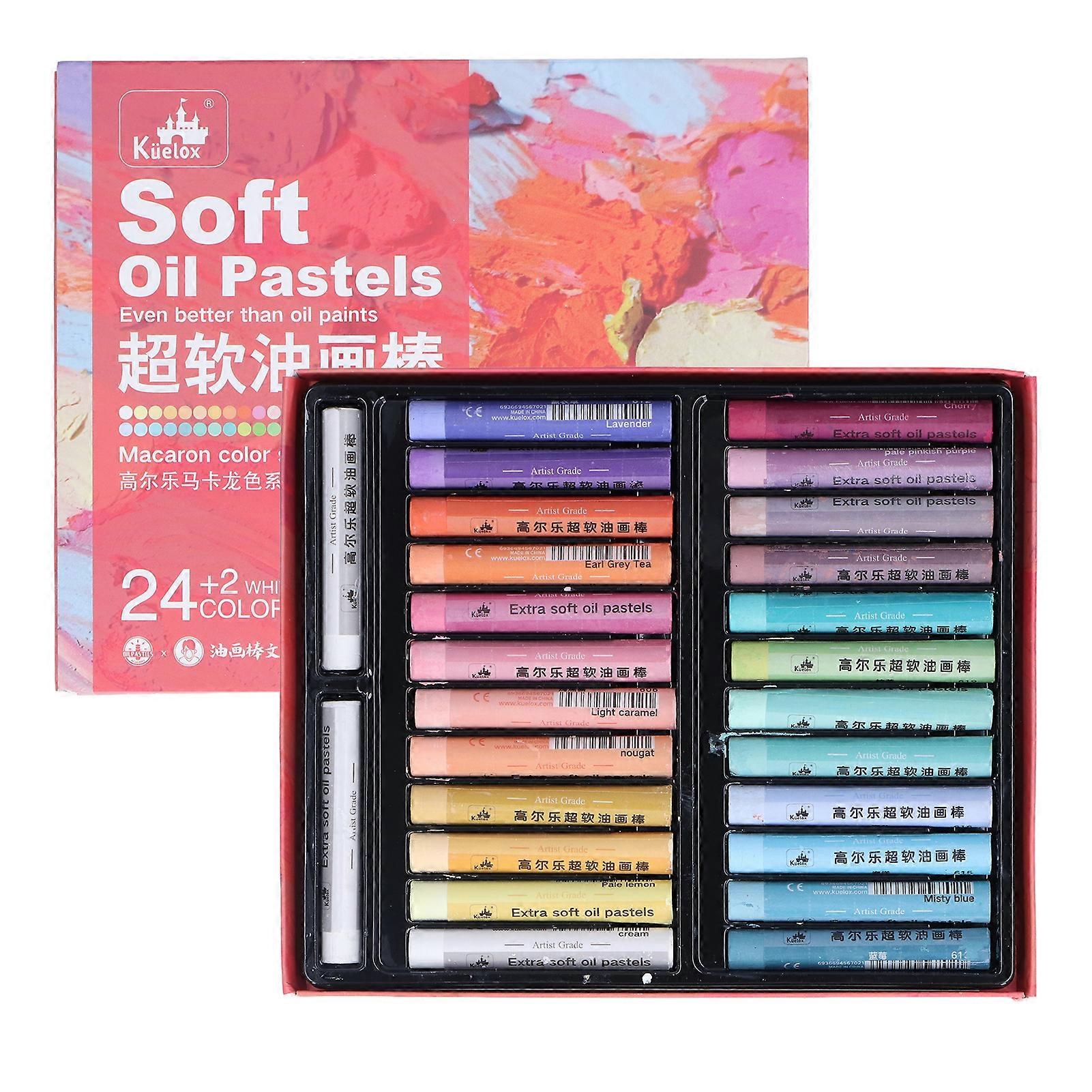 26pcs Oil Pastels 24 Colors Soft Creamy Safe Reliable DIY Interesting Art Accessories for Graffiti