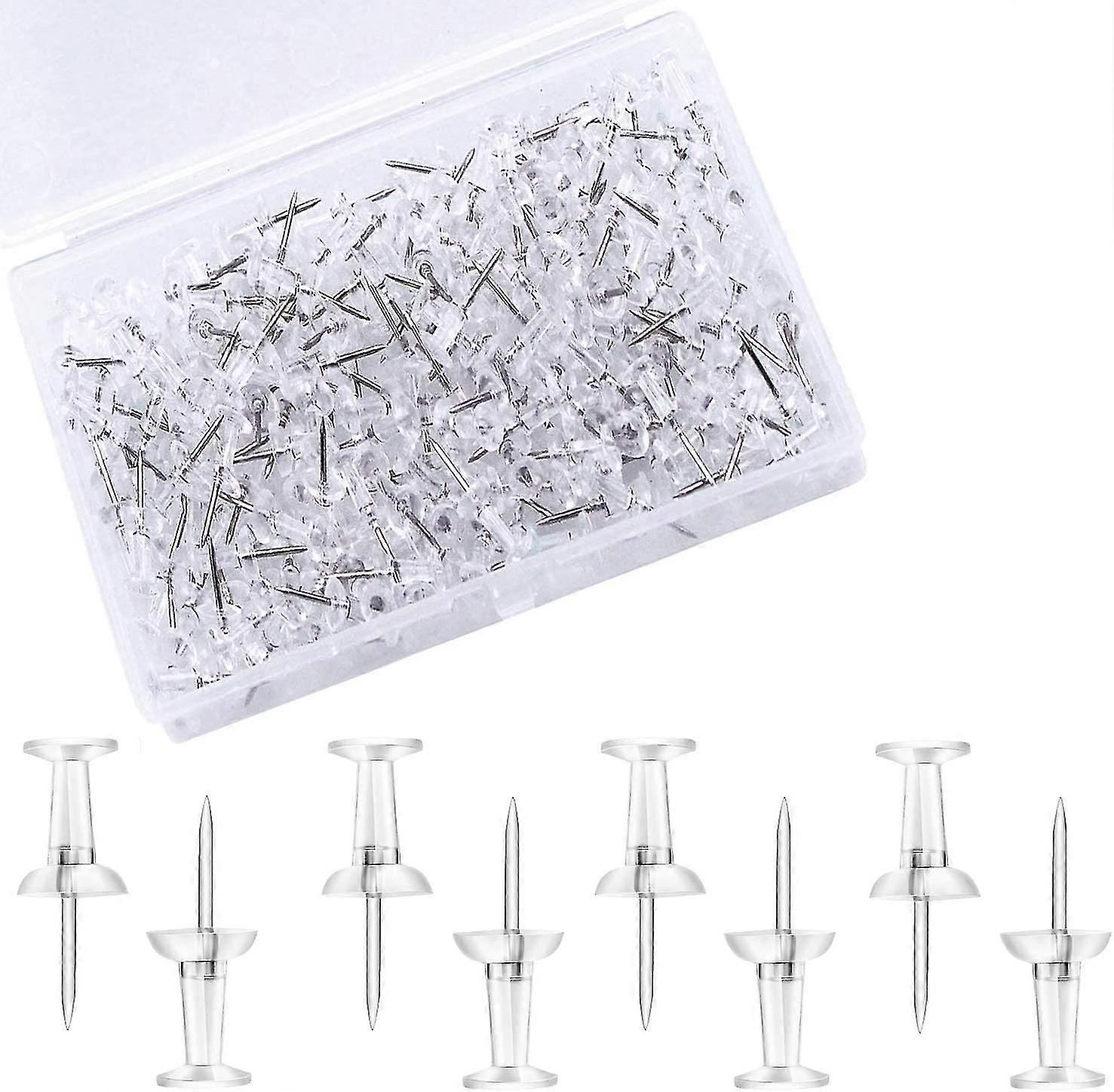 Clear Push Pins Thumbtacks Drawing Pins For Walls Notice Board Pins Clear Drawing Pins For Fixing, Bulletin Board Pushpins (100 Pcssilver)