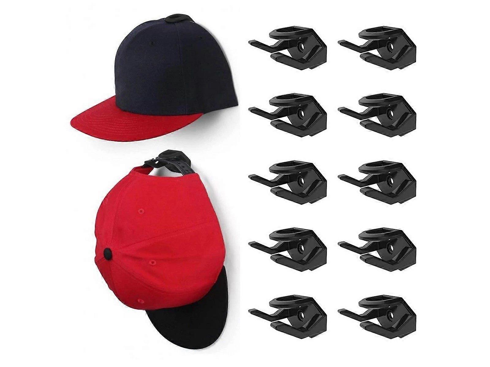 10Pcs Adhesive Hat Hooks Black Caps Display Rack Hat Hangers for Baseball Caps