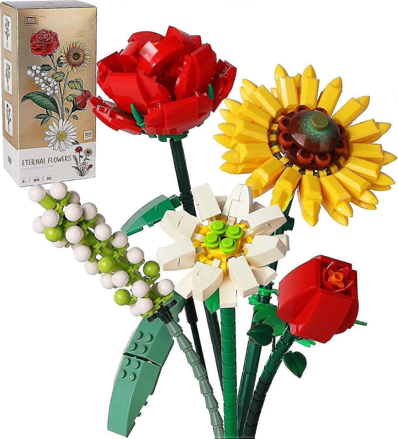 Mini Bricks Flower Bouquet Building Sets, Artificial Flowers, Diy Unique Decoration Home, 568 Pieces Botanicalnot Compatible With Lego Set