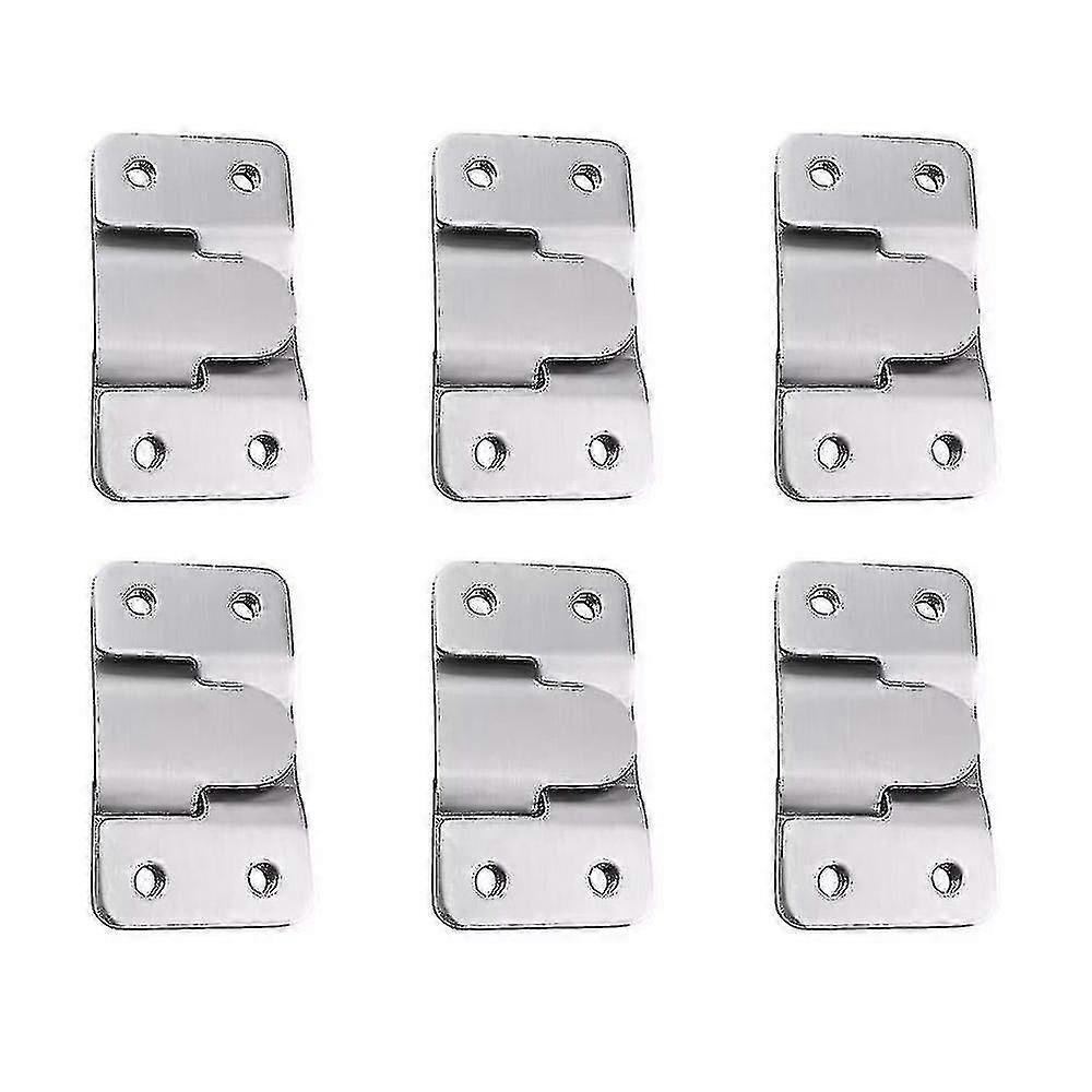 6 Pairs Stainless Steel Wall Mounting Bracket for Picture Mirror Frame Backsplash - Concealed Interlock Hanging Buckle (12 Pack)