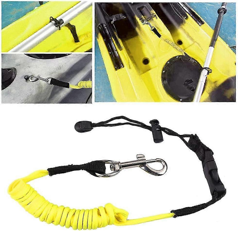 Yaju Kayak Paddle Leash, Safety Elastic Kayak Paddle Rope Canoeing Accessories With Adjustable Belt Buckle And Metal Hooks For Canoeing Boating Surfi
