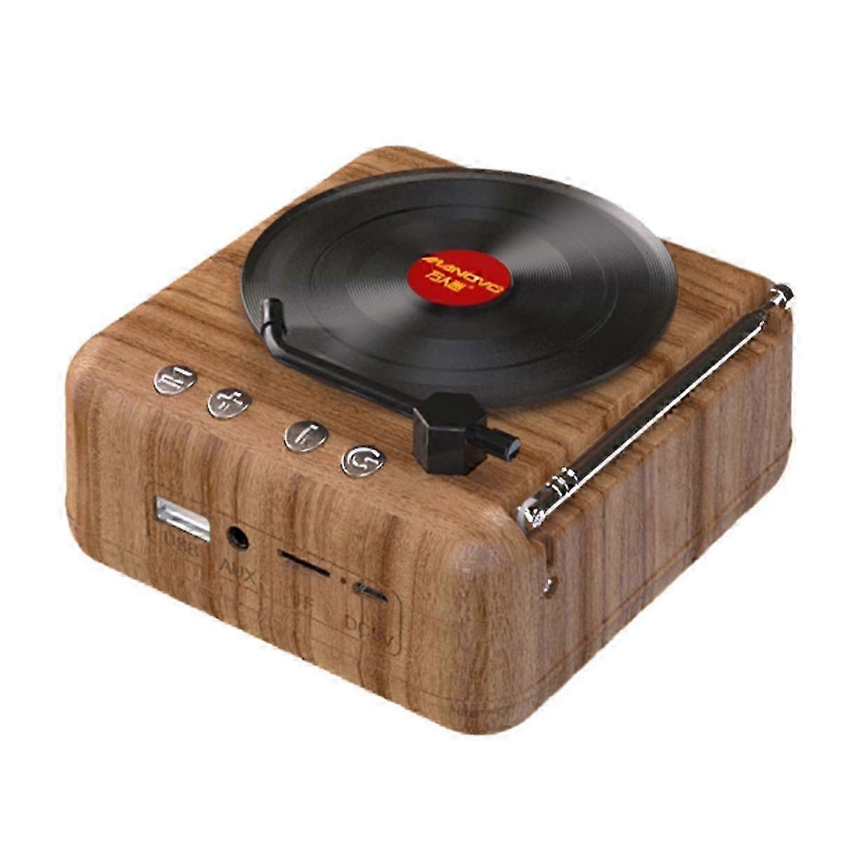 Manovo Portable Bluetooth Speaker Mini Music Bass Speaker Outdoor Wireless Amplifier Subwoofer Speaker Radio Wood Grain