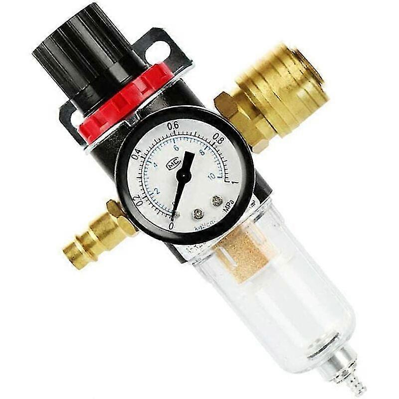 Air Compressor Filter, 1/4" Air Compressor Filter Water Separator Trap Tool Kit With Regulator Gauge