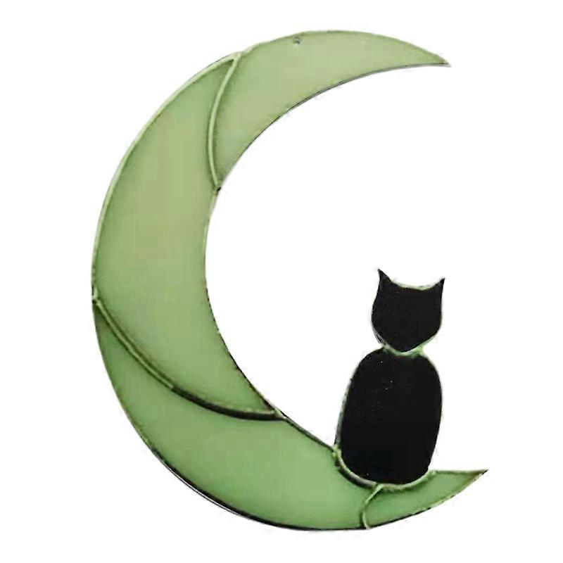 Hanging Suncatcher Moon Cats Pattern Household Decoration Artistic Landscaping Trinkets Pendant for Home