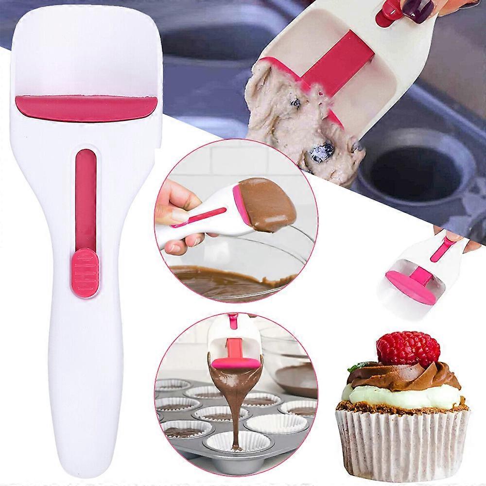 Cake Batter Distribution Scoop, One-Touch Sliding Button Batter Spoon, Kitchen Batter Dispenser DIY Cupcake Baking Tool