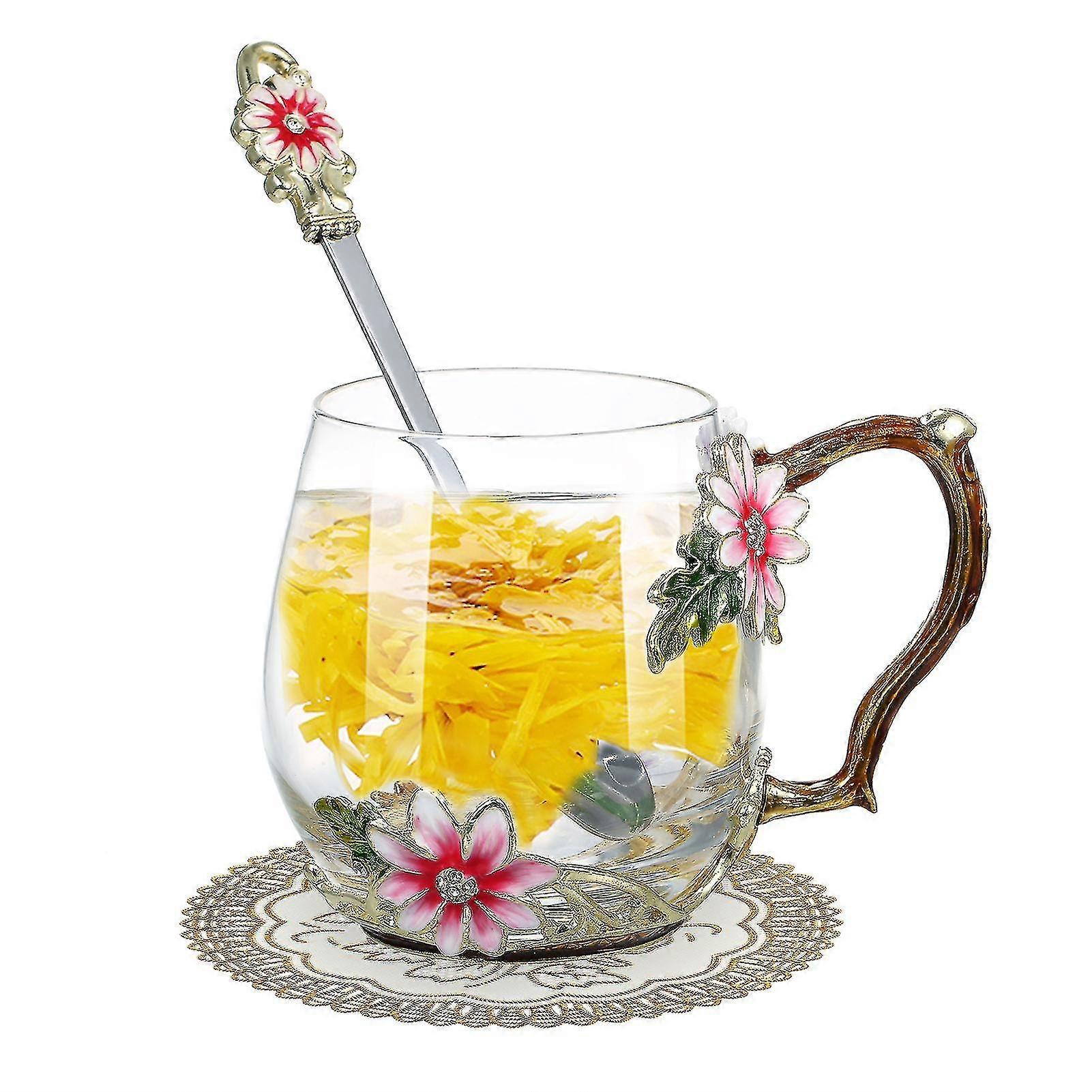 Glass Cup, Spoon, Cleaning Cup Cloth, Cupmat