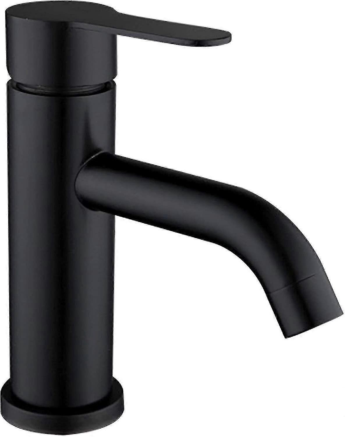 Black Basin Mixer Tap, Stainless Steel