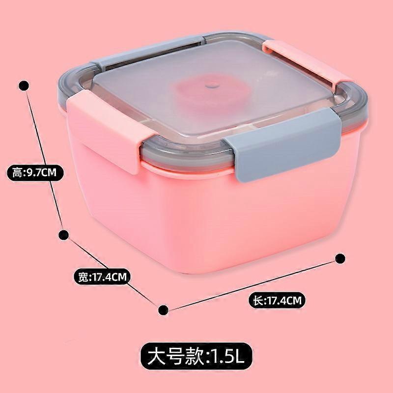 Salad Lunch Container To Go, 52-oz Salad Bowls with 3 Compartments, Salad Dressings Container for Salad Toppings, Snacks, Men, Women (Pink+Pink)
