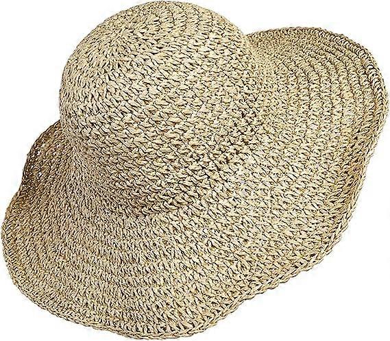 Women's Straw Hat Beach Foldable Sun Cap Large Lady Paper Floppy