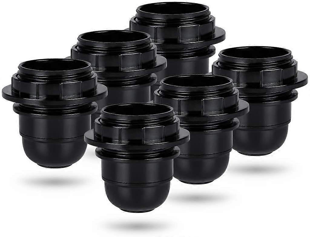 Black e27 screw socket - 6x e27 lamp socket plastic ring - e27 bulb socket - e27 bulb socket holder for ceiling and pendant lamp - e27 bulb socket