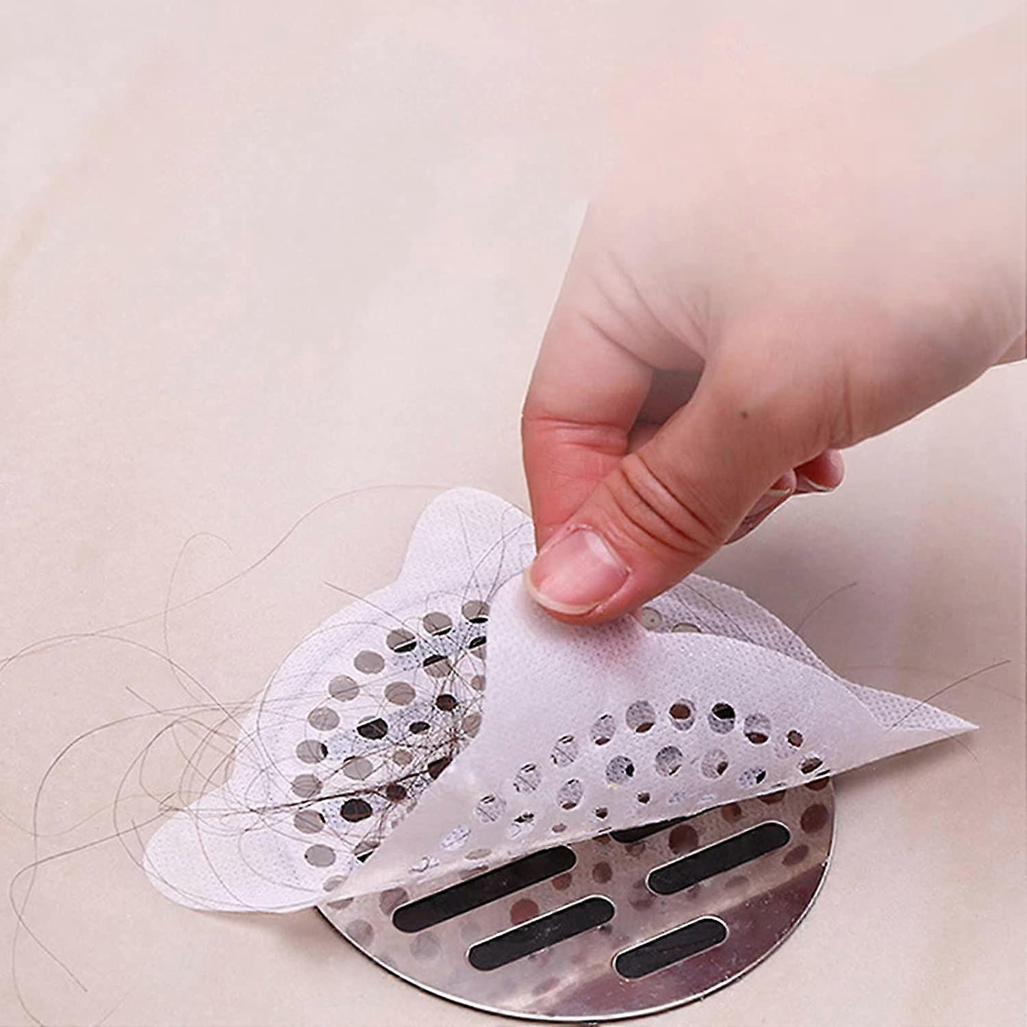 30 Pack Disposable Shower Drain Hair Catcher Waterproof Shower Drain Mesh Sticker Hair Traps ...