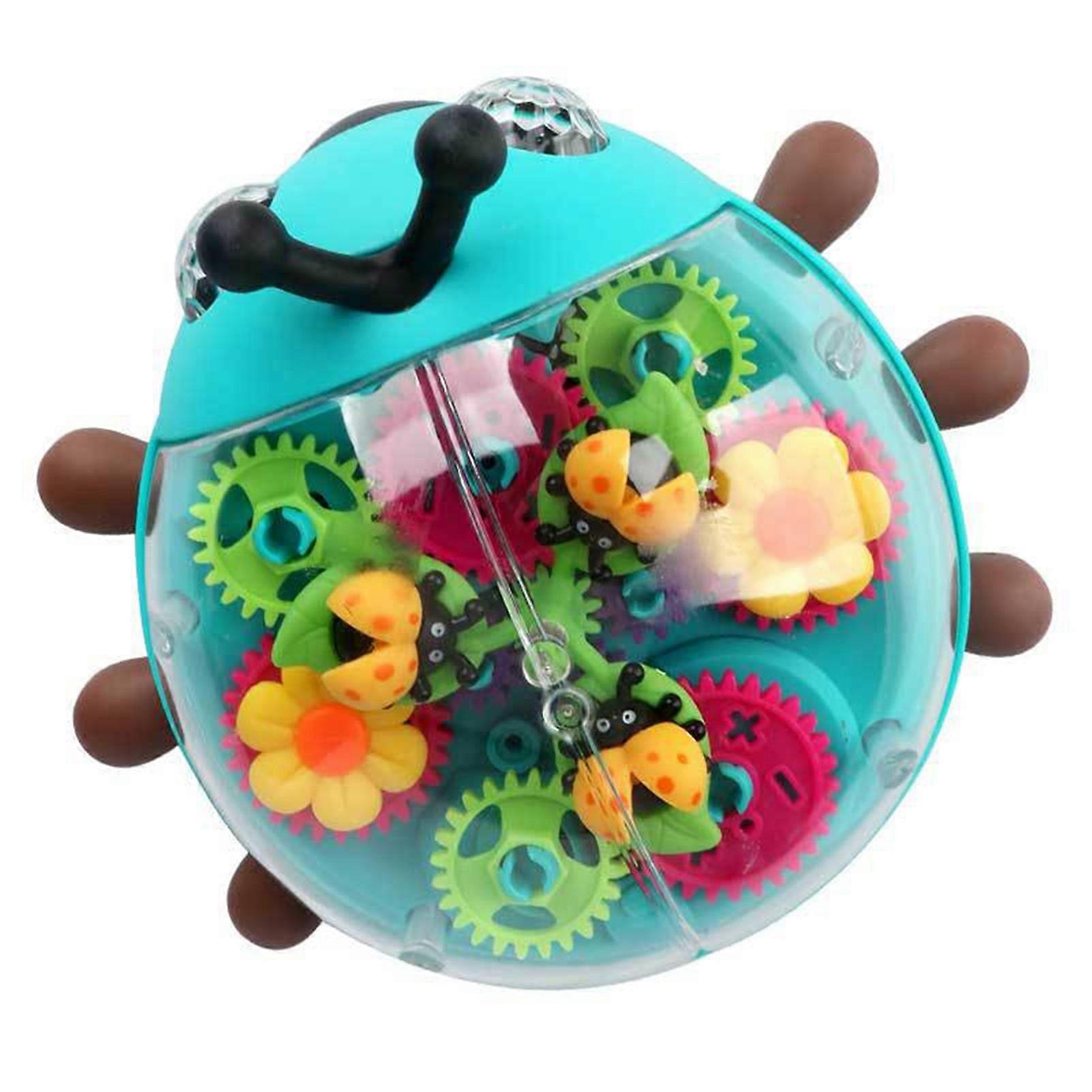 Transparent Electric Ladybug Gear Toy with Flashing Lights & Music Automatically Change Direction Car Toy Kids Multicolored Ladybug Vehicle Toy Boys G