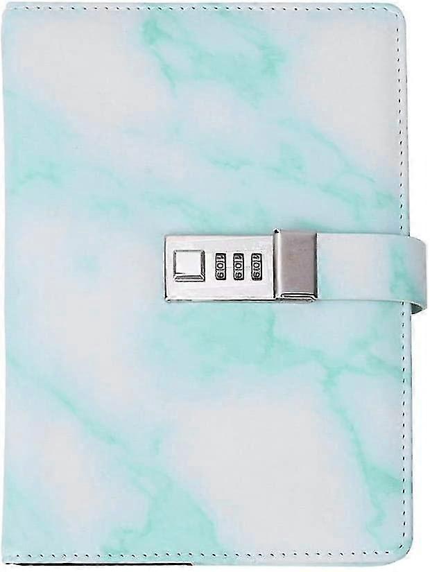 a5 notebooks with password, diary notebook with combination lock and pu leather cover, 100 sheets(green)