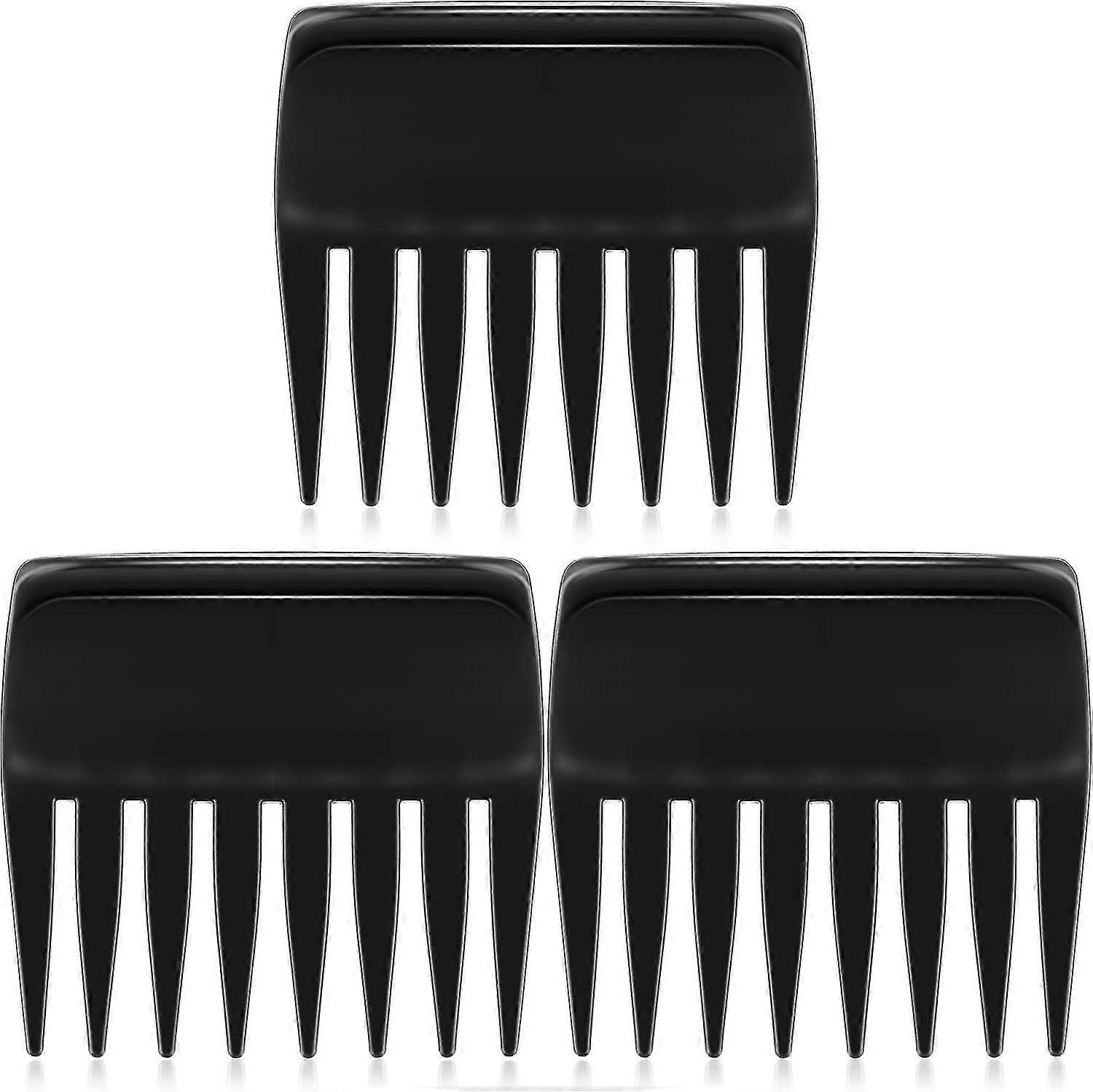 3pcs Anti Static Wide Tooth Styling Combs - Black, Lightweight And Durable