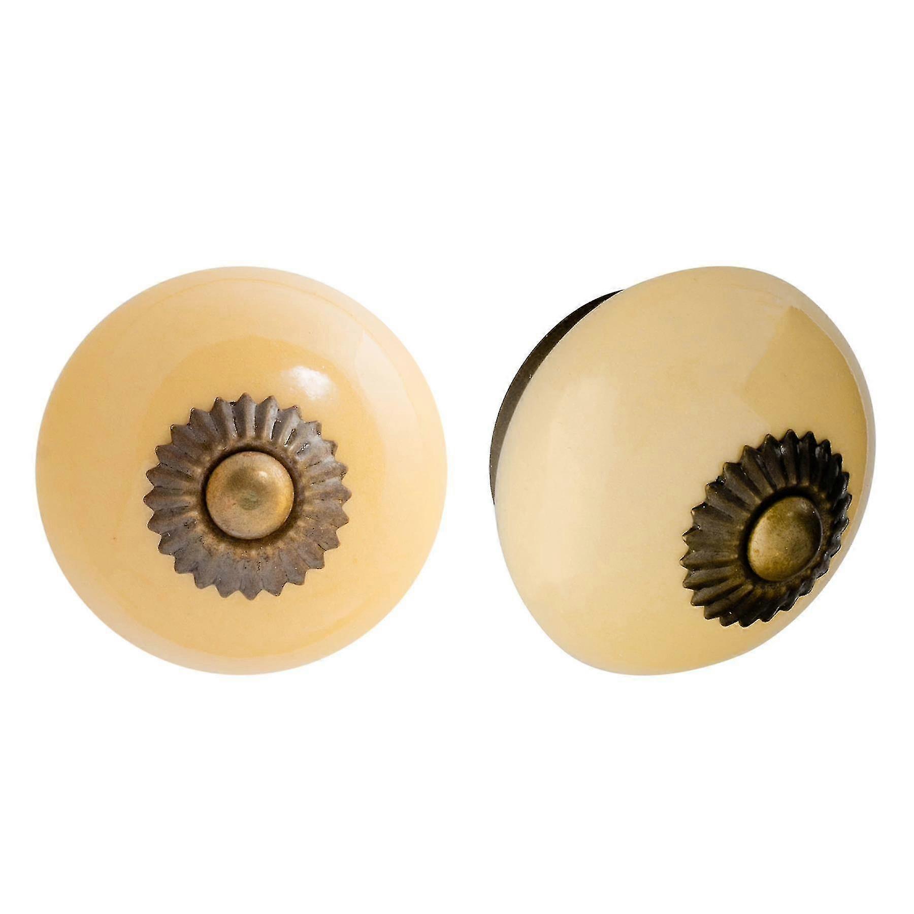 Nicola Spring Ceramic Cupboard Drawer Knobs - Yellow - Pack Of 24