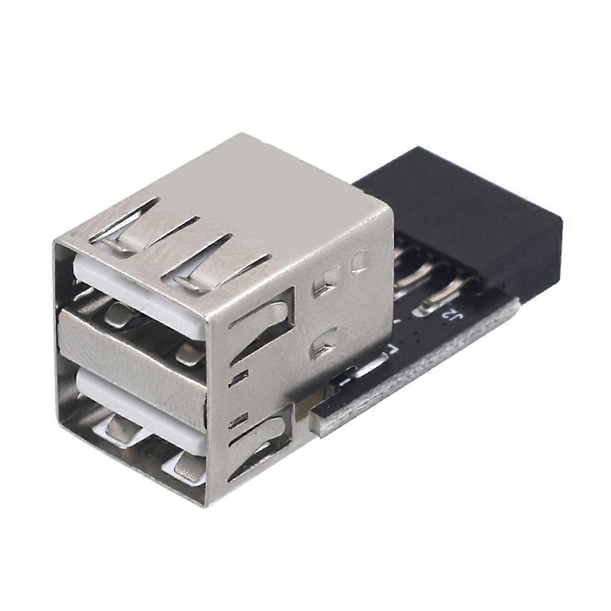 9Pin to 2 Port USB Adapter Connector PC Internal Motherboard 9Pin to USB2.0 Type A Female Converter