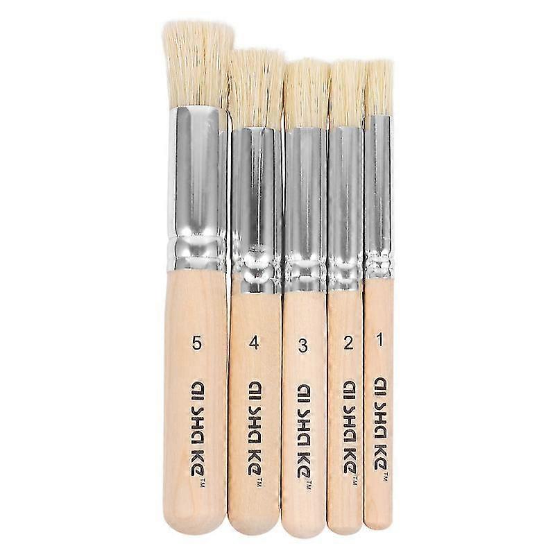 5pcs natural bristle wooden handle template brushes stencil brushes set