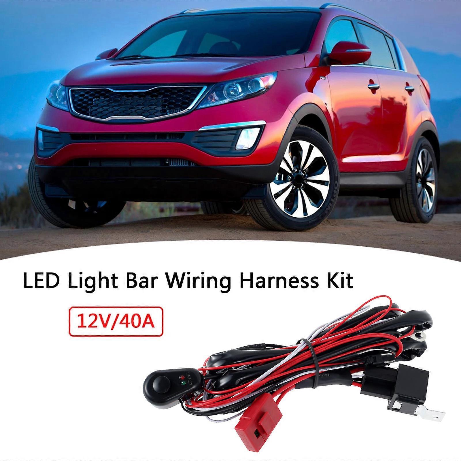 LED Light Bar Wiring Harness Kit 12V 40A Safe On Off Switch Power Relay Blade Fuse Professional Off Road LED Work Light
