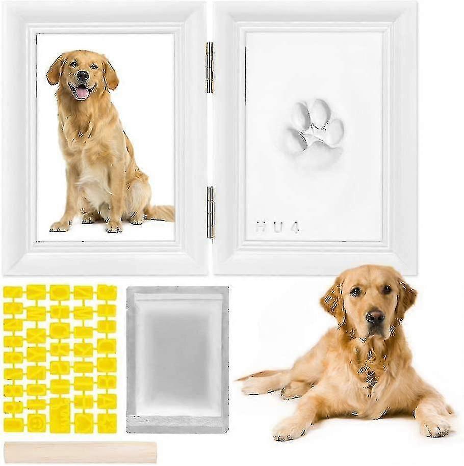 Pet Paw Print Keepsake Kit, Picture Frame With Clay Print Kit, Personalized Gift For Dog Pet Lovers