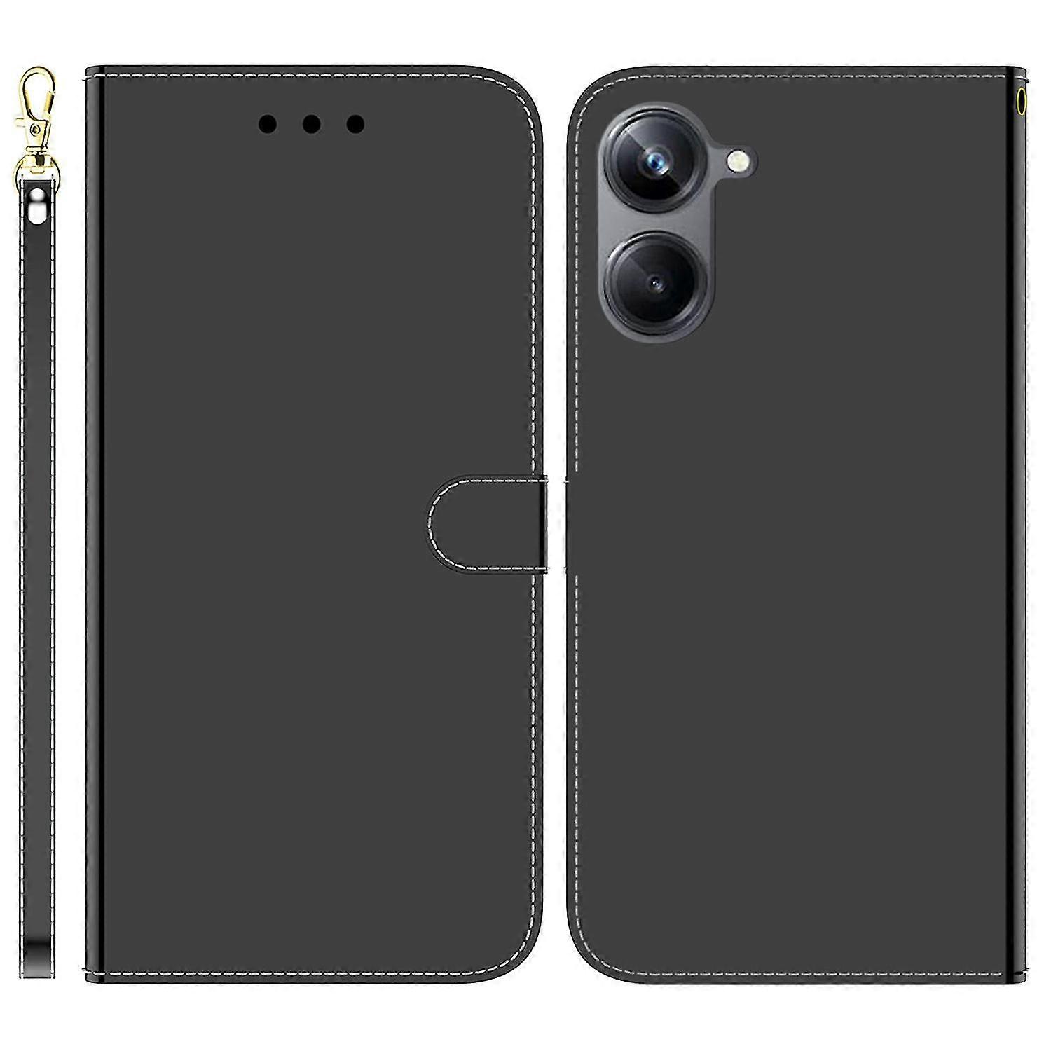 For Realme 10 Pro 5g Mirror-like Surface Pu Leather Case Wallet Stand Tpu Inner Shell Phone Cover