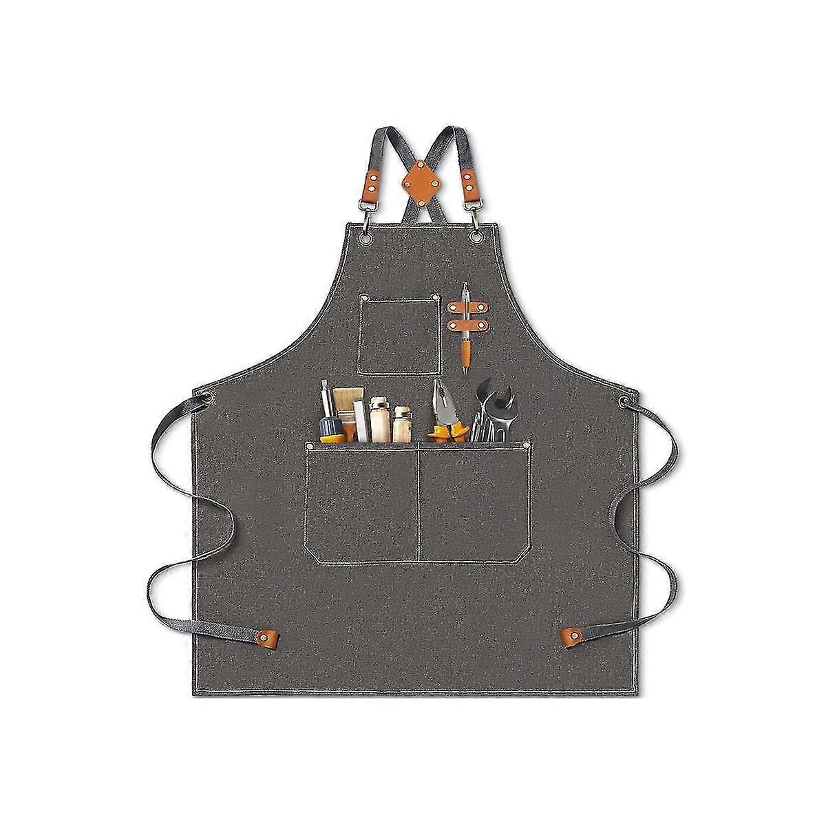 مئزر الشيف للرجال ، ساحة خلفية من قماش القطن شديد التحمل مع أحزمة وجيوب قابلة للتعديل Gr