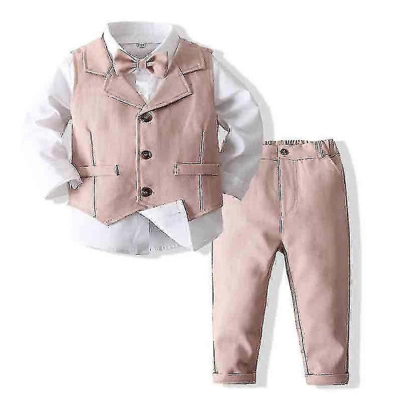 Formella Barn Pojke Gentleman Kläder Set Långärmad Skjorta Väst Byxor Pojkar Outfits Bröllop Födelsedagsfest Klänning Kostymer