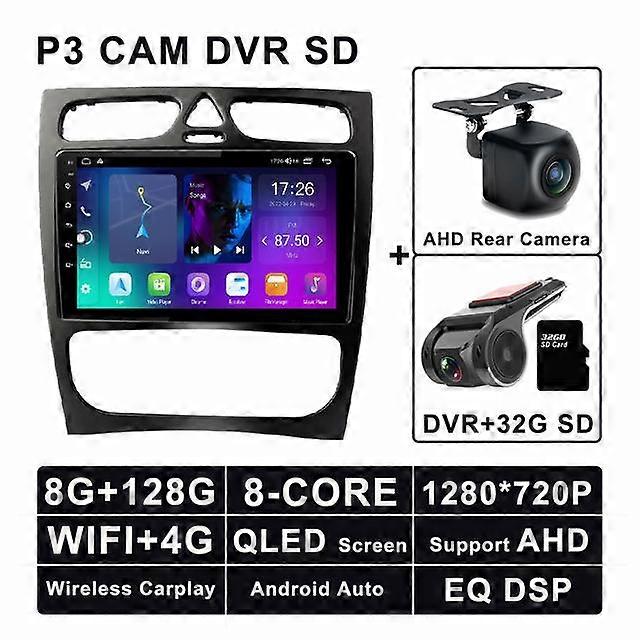 Android 11 Mercedes Benz C-Class W203 C200 C320 C350 CLK W209 1999-2006 Araba Radyosu QLED 4G Autoradio Video Multimedya Oynatıcı