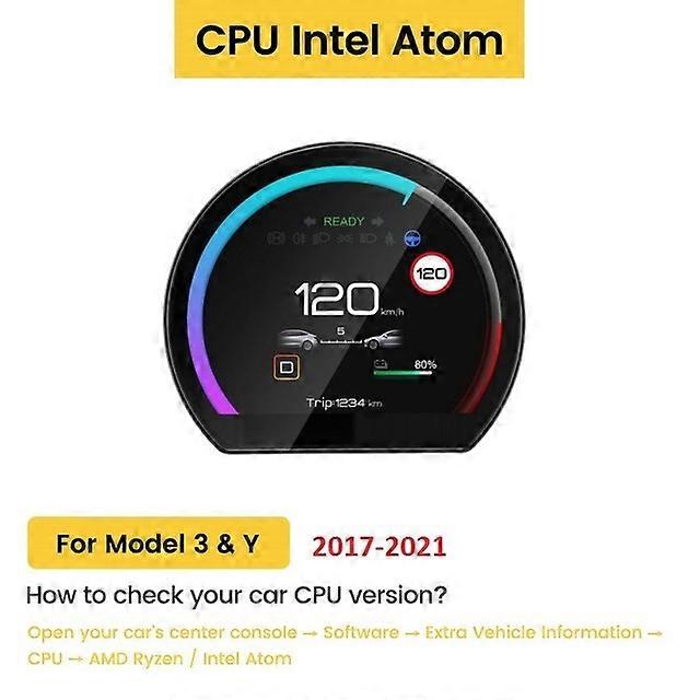 HUD pour Tesla Model 3 / Y Affichage du groupe d’instruments 3.54 Linux Compteur de voiture tête haute Mini affichage Tableau de bord à écran LCD numérique