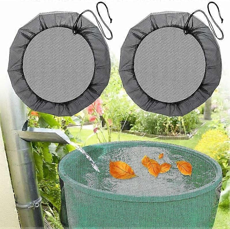 2 Pcs Rain Barrel Net,  97 cm Rain Barrel Cover with Drawstring, Adjustable Protective Net, Protection Against Leaves, Mosquitoes