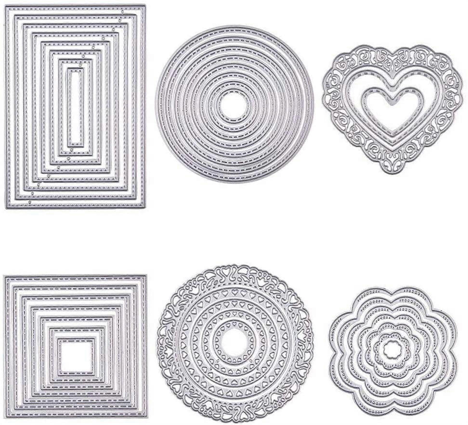 6Sets Cutting Dies Cut Metal Scrapbooking Stencils Nesting Die with Clear Storage Box for Festival Chrismas Embossing Photo Album Cards Making - Round