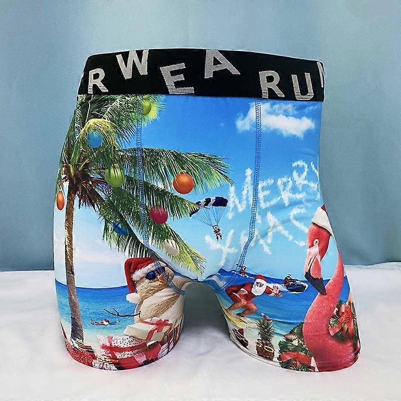 مضحك شجرة عيد الميلاد سانتا كلوز ثلج الرجال زي ملابس داخلية سروال داخلي شورت الملاكم