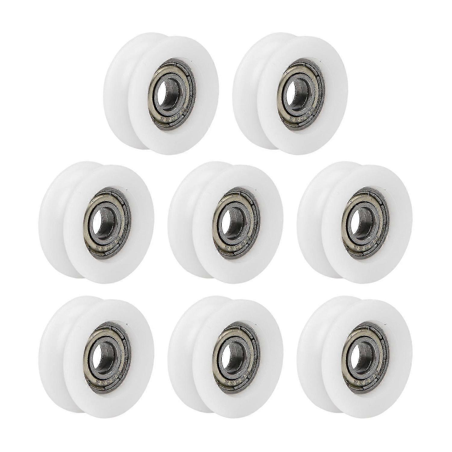 8x Polia de Rolamento 0,24x0,94x0,35 polegadas Branca para Porta de Correr e Janela