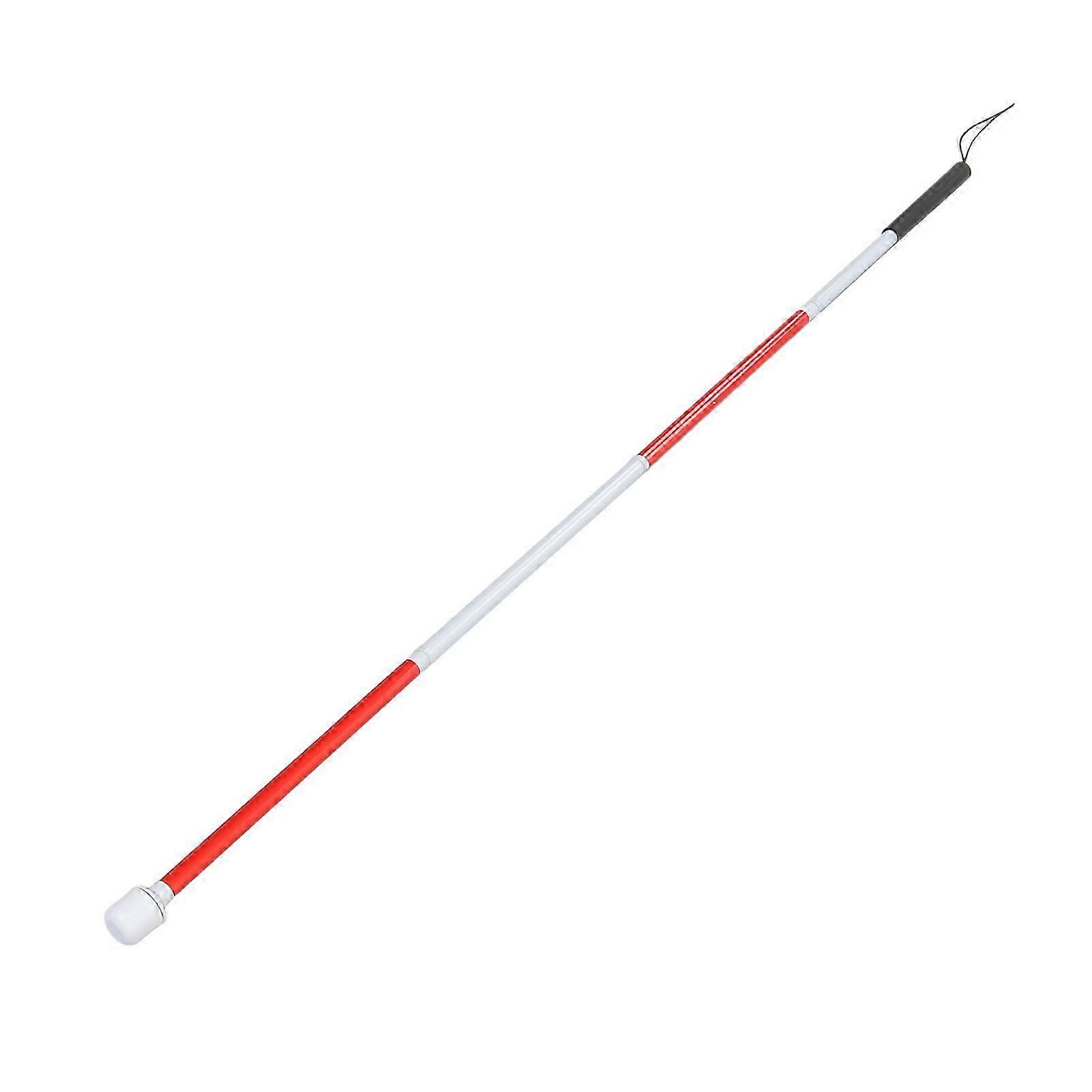 Folding Blind Cane Lightweight with Anti-Slip Handle for Vision Impaired Walking Stick Red White Aluminium
