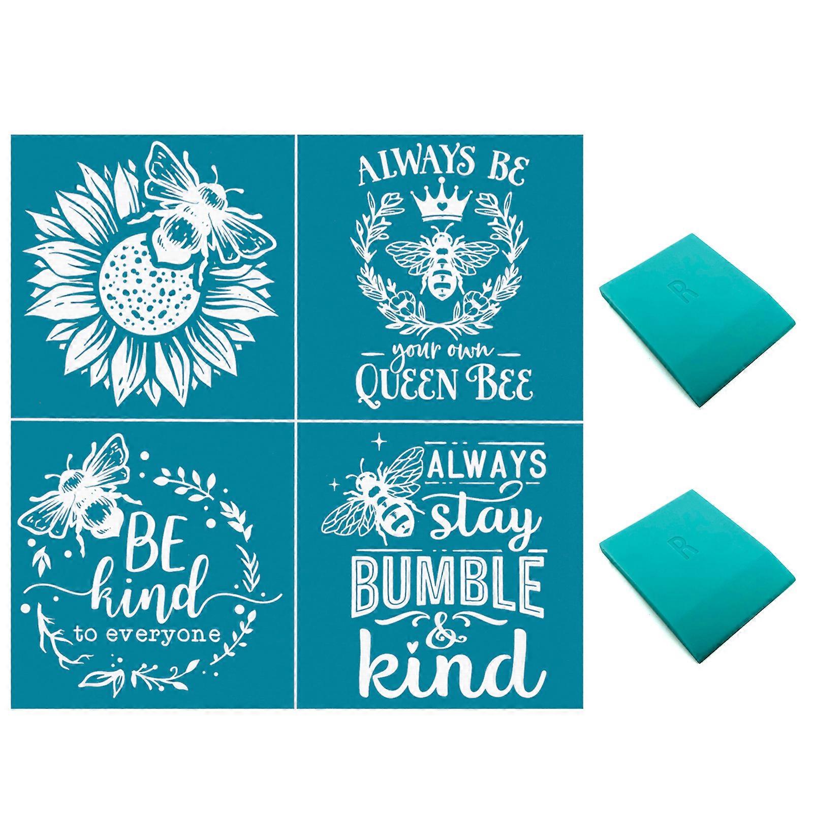 Self Adhesive Silk Screen Stencil with 2Pcs Mini Squeegee Set Transfer Printing