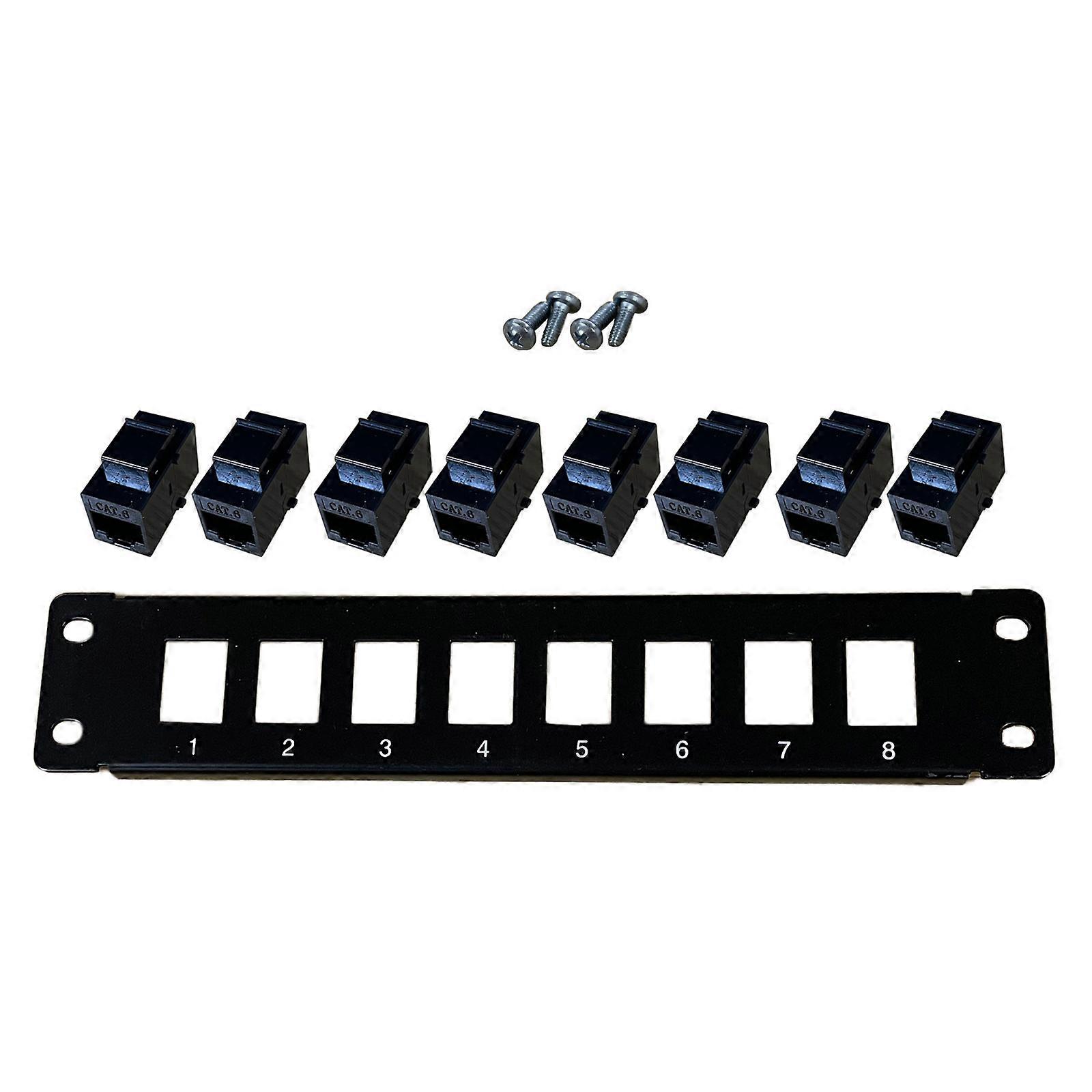 Ethernet Patch Panel Cat6 8 Port RJ45 Wall & Rack Mount Keystone Jack Module
